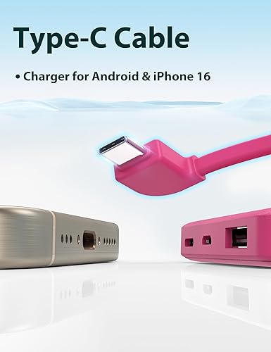 Miniatura 5 de miisso 6000mah Ultra Slim Built in Cables Power Bank, Card Size Built in USB C Cords Battery Pack Portable Charger for Phones, 3 Output External