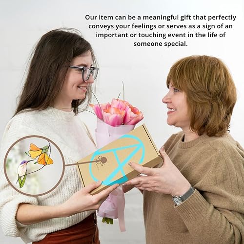 Miniatura 4 de Gift Birds Handmade Stained Glass Suncatcher Genuine Stained Glass Window Hangings Unique Indoor Ornament & Outdoor Decor (CACTUS)