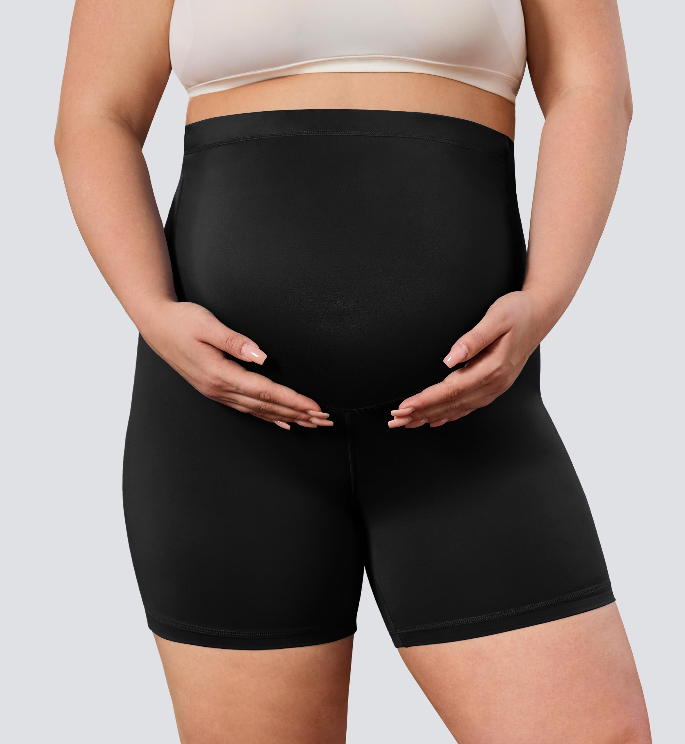 BONVIGOR Buttercloud – Short de maternité au-dessus du ventre – 12,7 cm, short de motard, de grossesse, de yoga, d'entraînement pour femme (taille L-5XL)