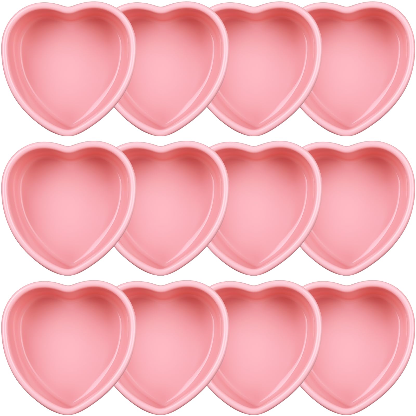 Valentine Heart Shaped Cake Pans Pink Red Silicone Mini Heart Cake Pan Nonstick Dessert Mold Chocolate Baking Tray Bakeware for Valentine Birthday Cupcake Muffin Tool(Pink,10'')