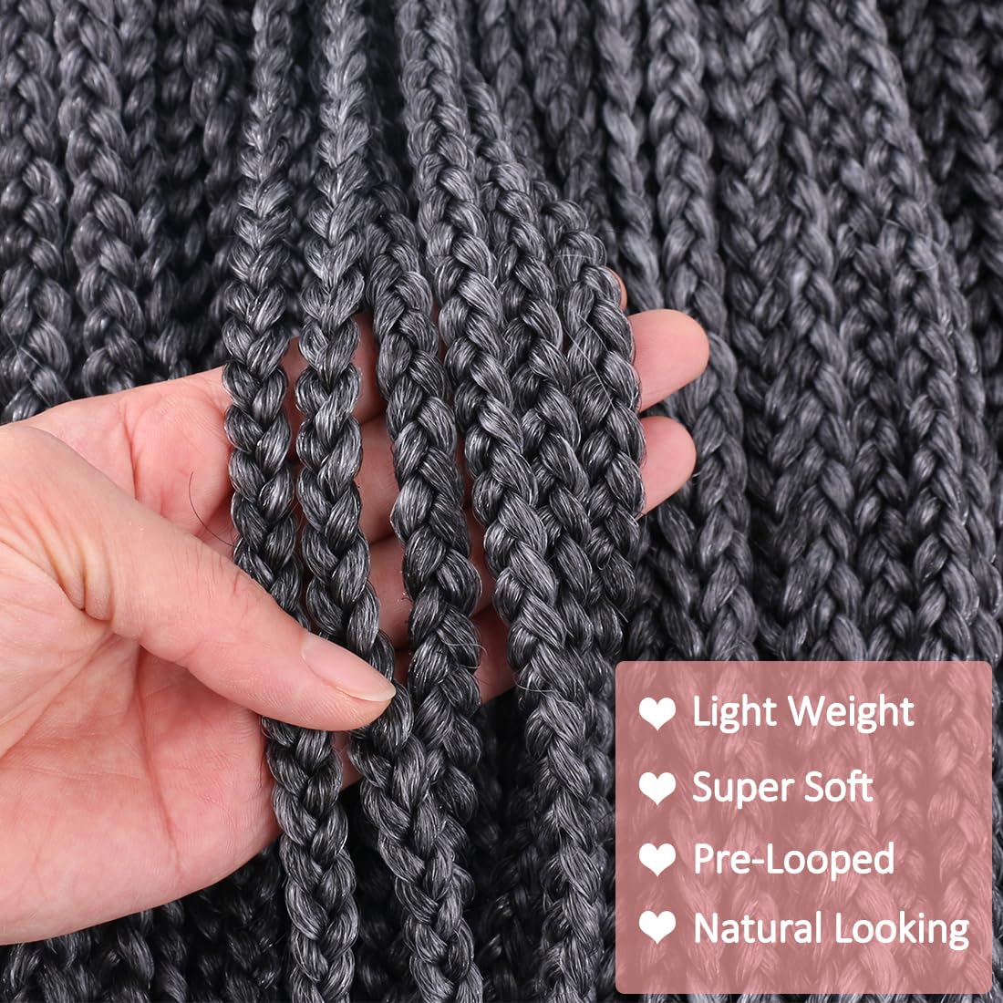 8 paquetes de trenzas de ganchillo Goddess para mujeres negras, 18 pulgadas, color gris plateado, 3 extensiones de cabello trenzado lacio sin nudos (gris #)