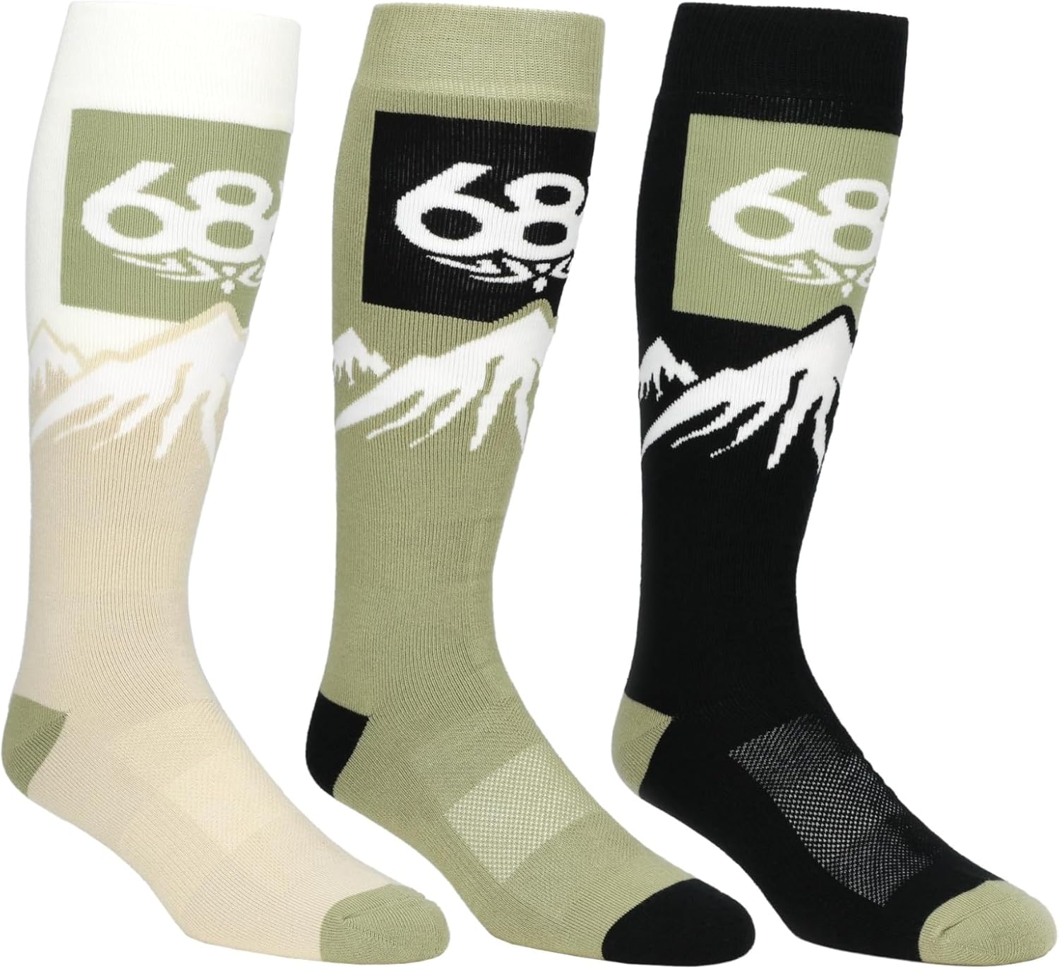 686 Men's Snow Cap Sock 3-Pack - Quick-Dry Winter Socks for Snow and Skiing, Arch Support, Reinforced Heel and Toe