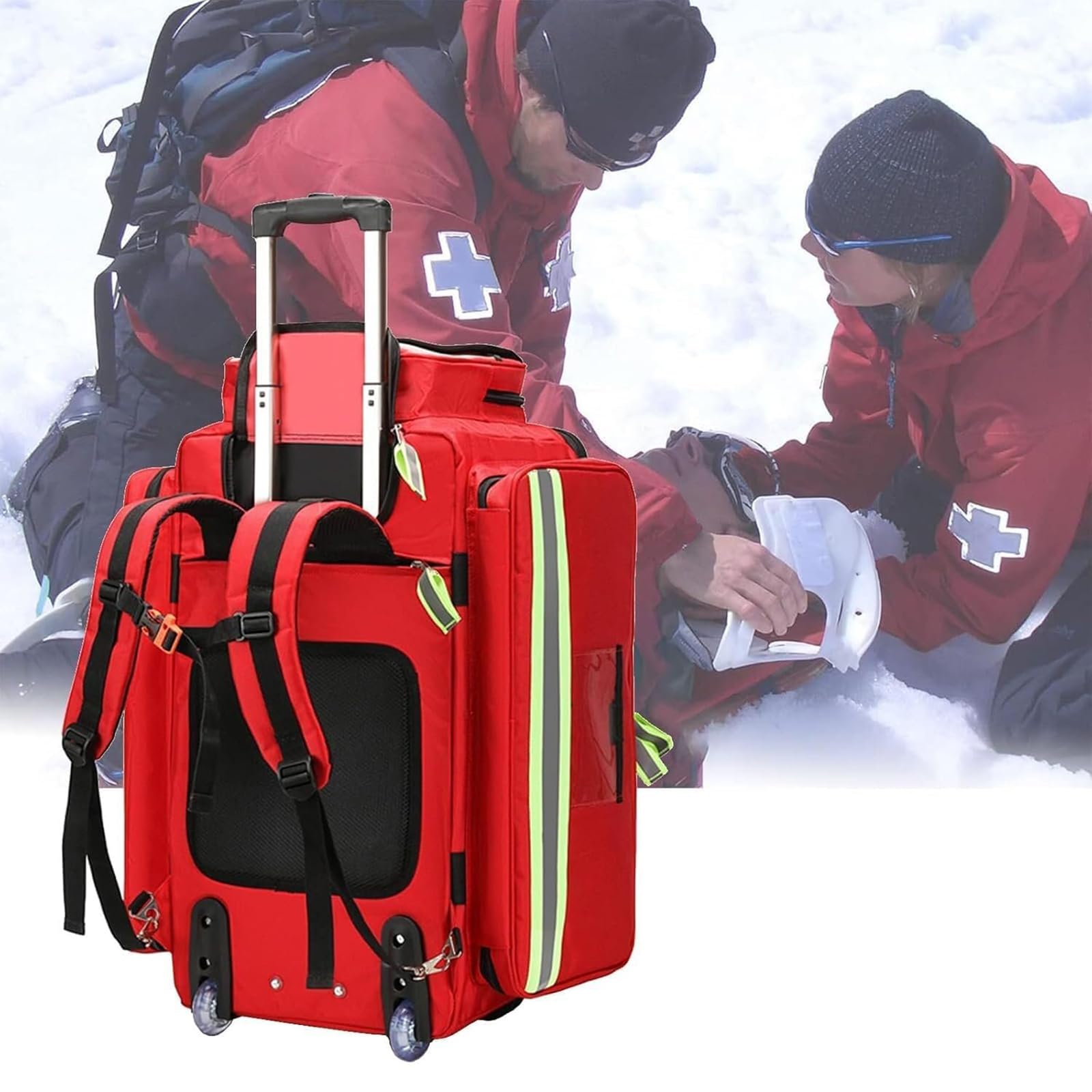Borsa di pronto soccorso zaino per EMT, kit medico di emergenza portatile con ruote, divisori rimovibili e scomparti per escursioni all'aperto, campeggio e viaggi