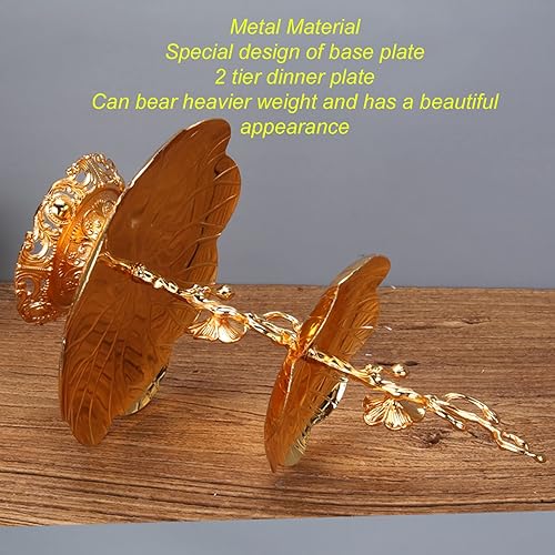 Miniatura 2 de Soporte para cupcakes de oro, bandeja de dos niveles de estilo europeo de oro fácil de montar material de metal para frutas secas para postre