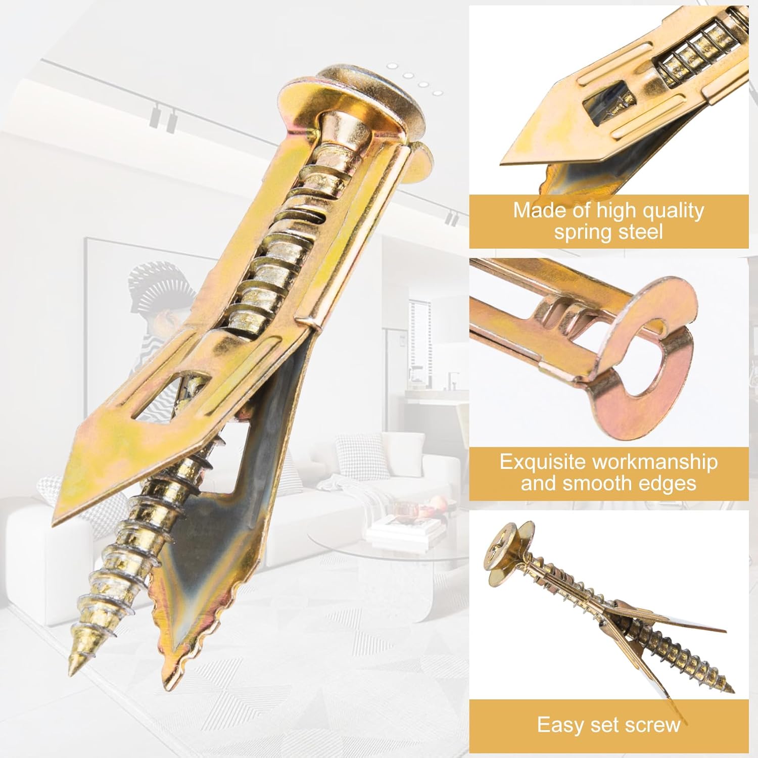 PAGOW 80 Pcs Self-Drilling Anchors, 2 Sizes Anchors and Screws for Heavy Duty, Metal Screw Anchors Kit, No Drill and Holes in Wall (1.37"+1.77")