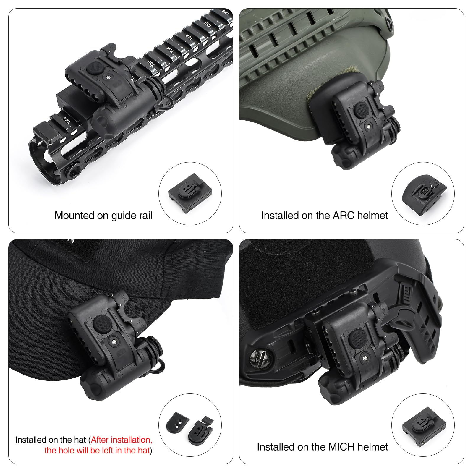 Taktisches Helmlicht Militär mit Rotlicht + Weiße Aufgabenlampe + IR Stroboskop Beacon, 5 LED Perlen Airsoft Survival Signal Licht mit Helmlichthalterung für ARC/MICH Helm/Führungsschiene/Hut