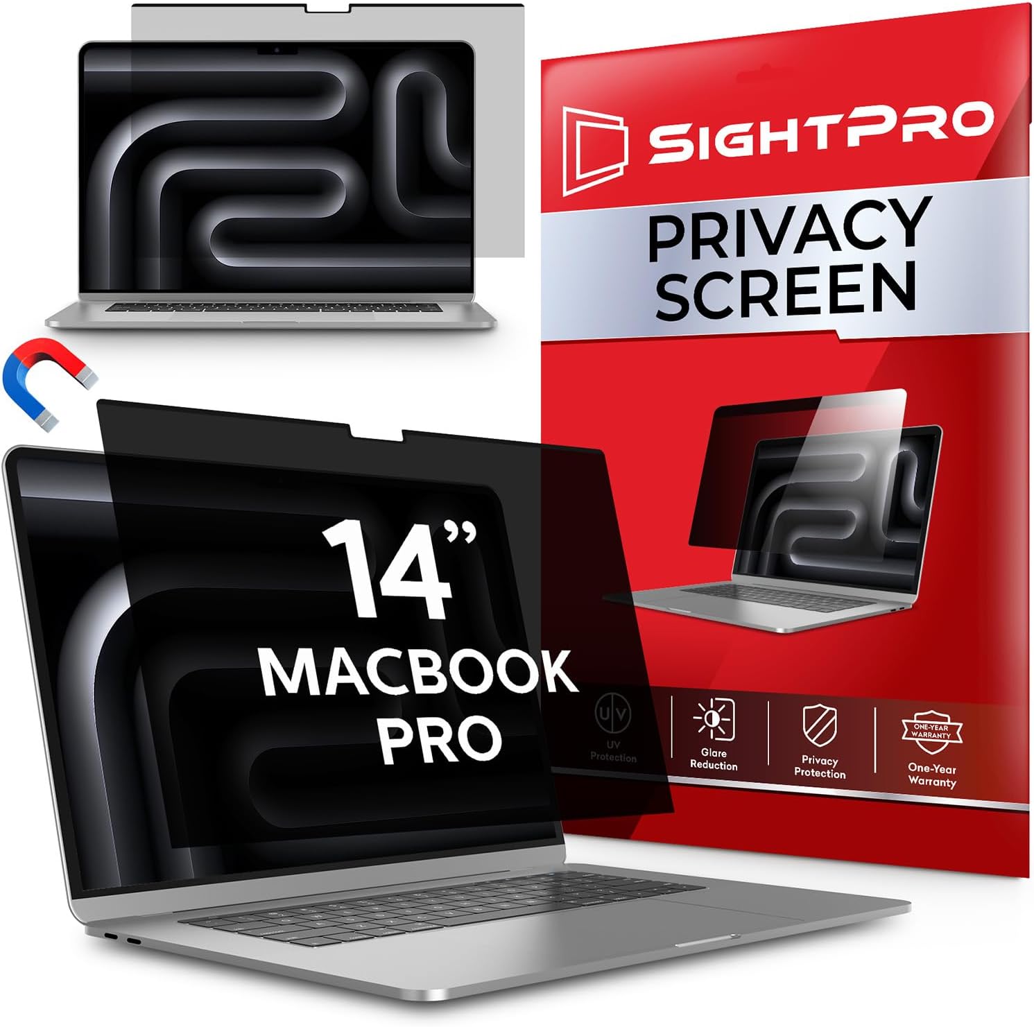 SightPro Magnetic Privacy Screen for MacBook Pro 14 Inch (2021-2024, M1, M2, M3, M4, Pro, Max) Removable Laptop Privacy Filter Shield and Protector
