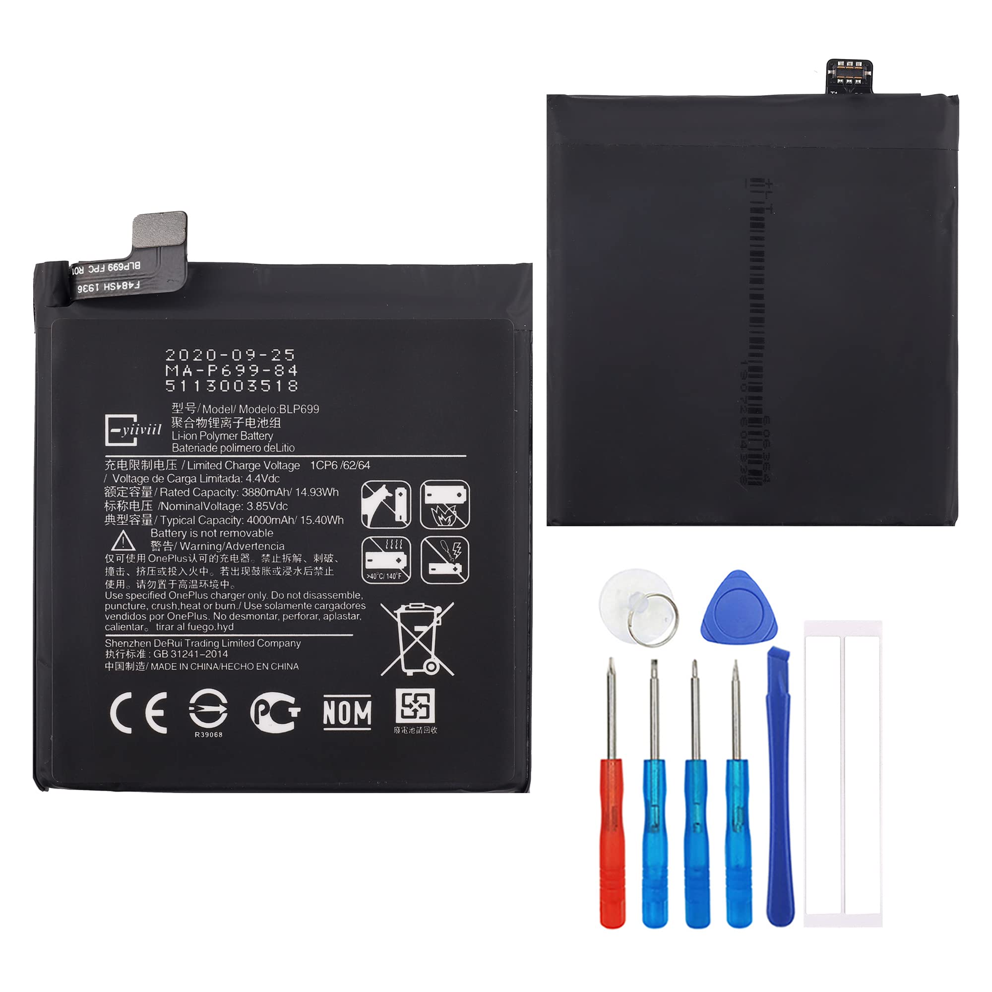 E-yiiviil Batterie De Rechange BLP903 Compatible Avec Oneplus Nord CE 2 5G Avec Outils