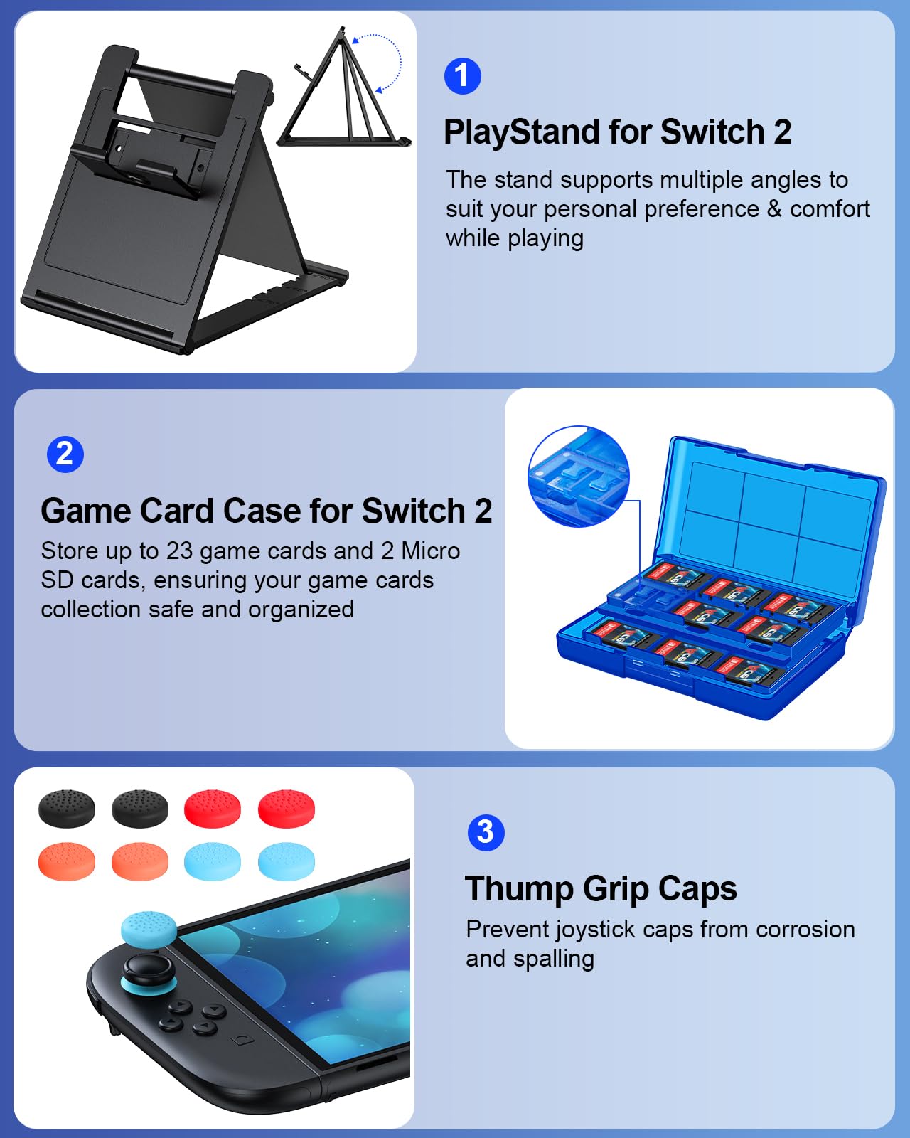 Switch 2 accessori, [carica interna] custodia per console Nintendo Switch 2 2025, kit FYOUNG 23 in 1: custodia da trasporto, caricabatterie controller, guscio protettivo, impugnatura per joycon