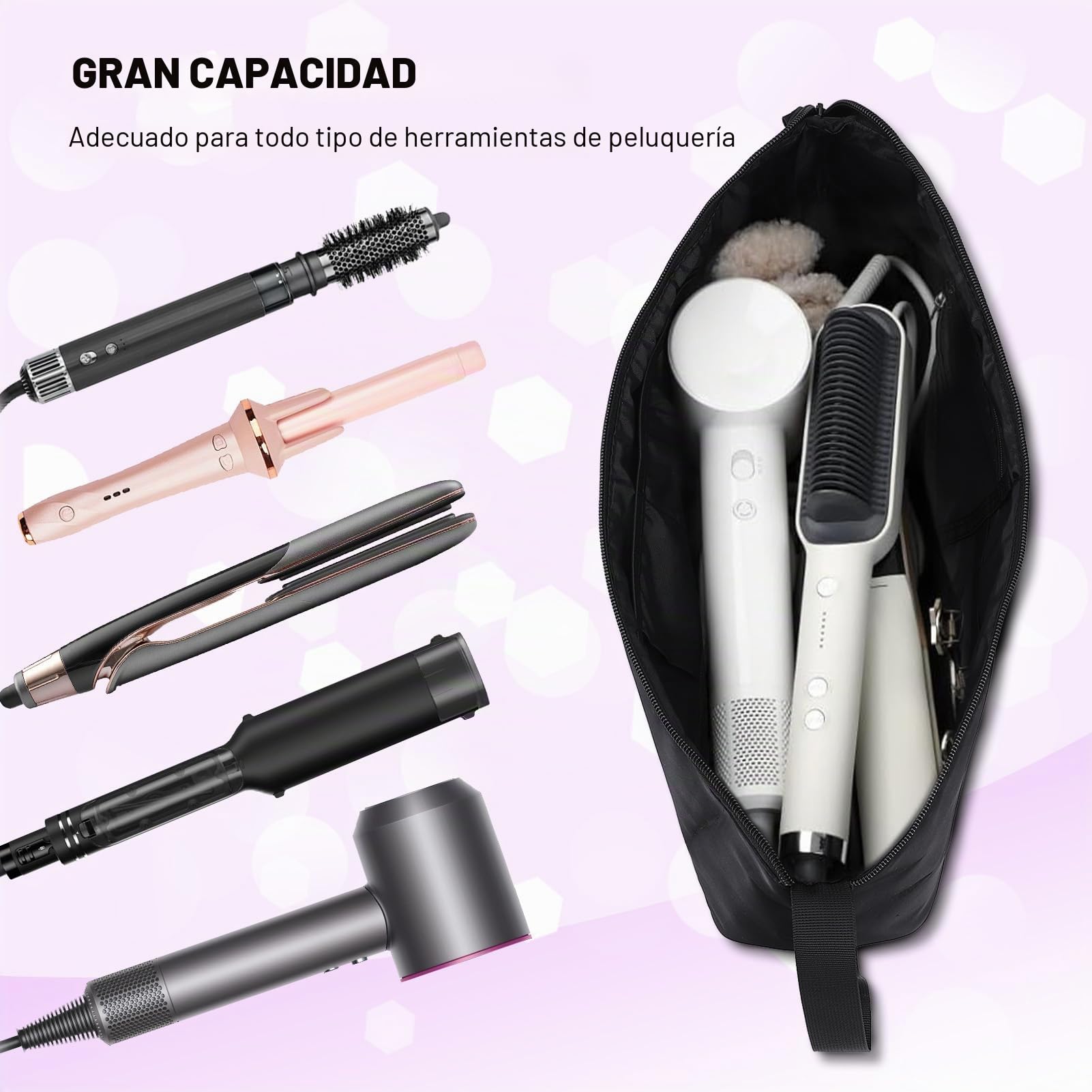 Bolsa de viaje para herramientas de peluquería, alfombrilla resistente al calor para herramientas de peluquería, organizador de herramientas calientes para rizadores y planchas de pelo