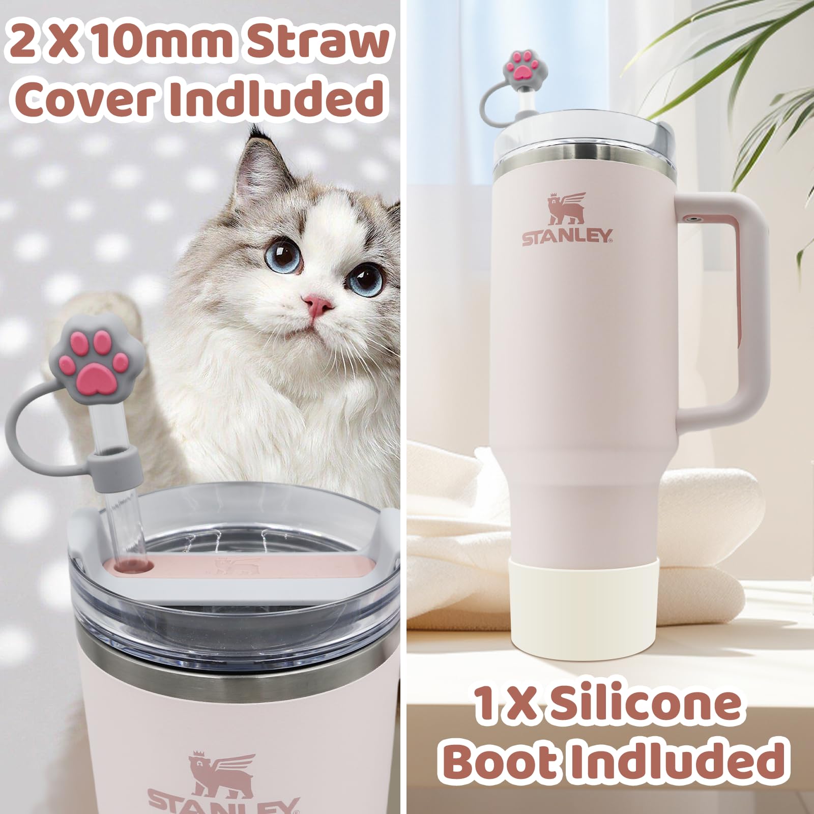 Ciotola Portasnack In Silicone Per Stanley Cup 1,18 L Con 2 Coperchi Per Cannuccia – Rosa, 2 Pezzi - 4