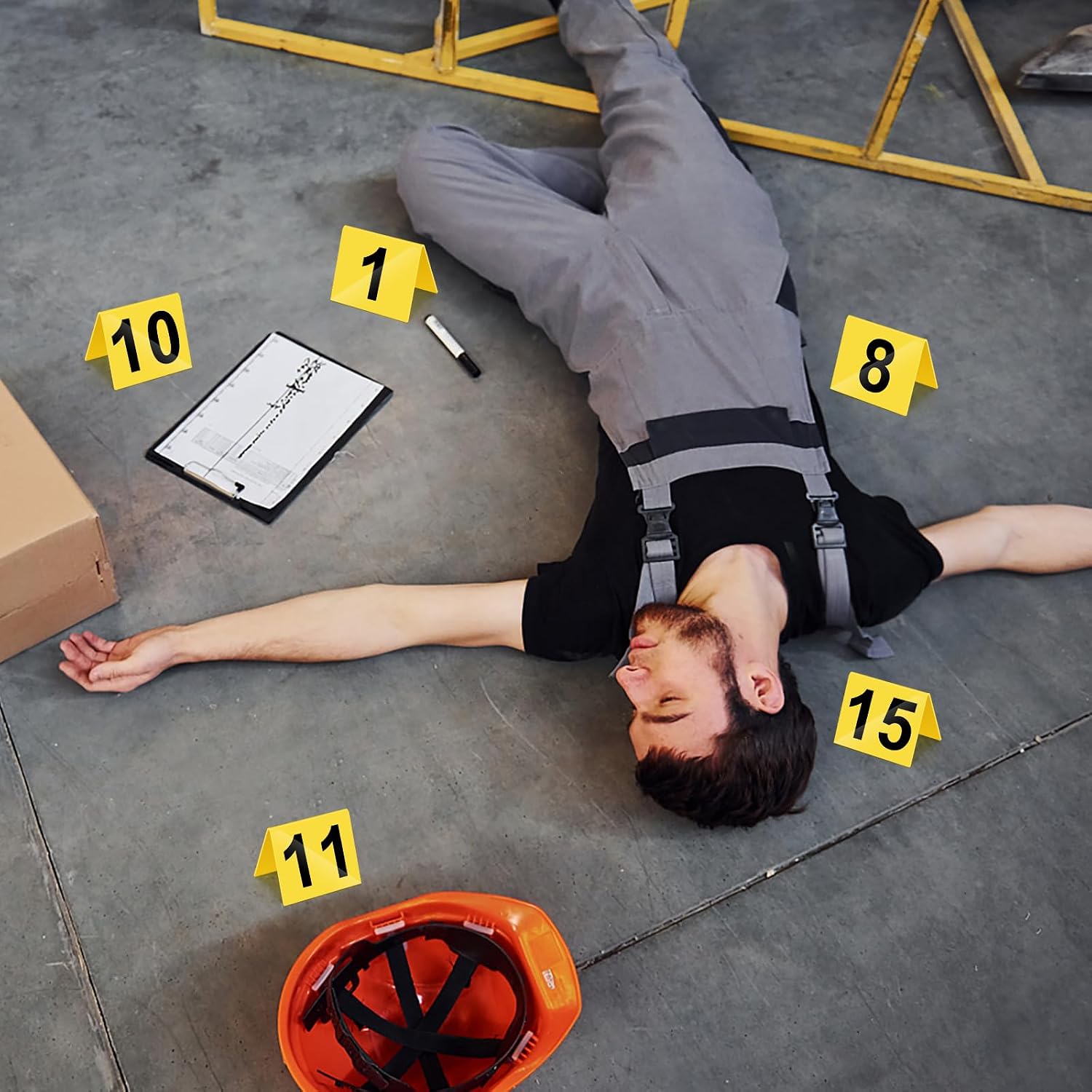 15Pcs Crime Scene Evidence Markers, Detective Evidence Markers Crime Scene Decorations Props For Murder Mystery Party Game