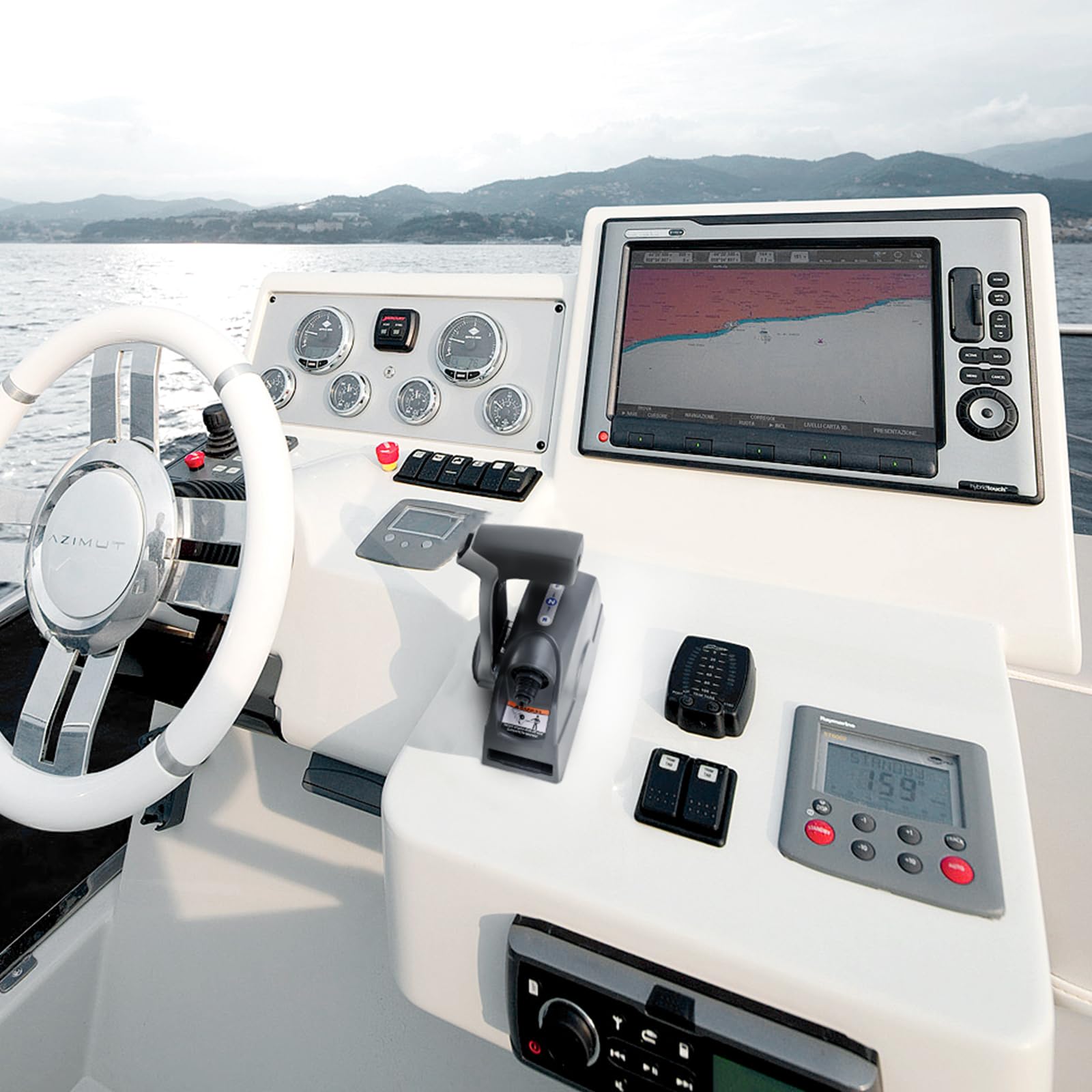 VEVOR Caja de control remoto fueraborda, compatible con Evinrude Johnson 5006186, control de acelerador de barco de montaje superior, con interruptor de ajuste eléctrico, para dirección