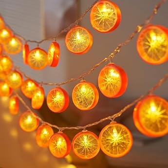 ENLACE Orange Fairy Lights 1.5 m 10 LED Orange Slices Fairy Lights Lemon Fairy Lights Decorative Light for Patio Living Room Bedroom Party Wedding Carnival Indoor and Outdoor Use