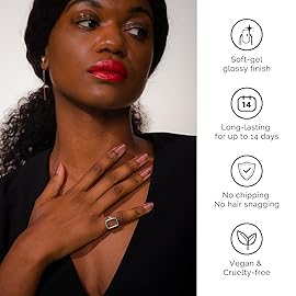 NAILOG Semi Cured Gel Nail Strips, 20 Pcs Pink Long Lasting Stickers Extra Long Nail Wraps with Glossy Gel Finishing for Spring Summer, Cover Girl