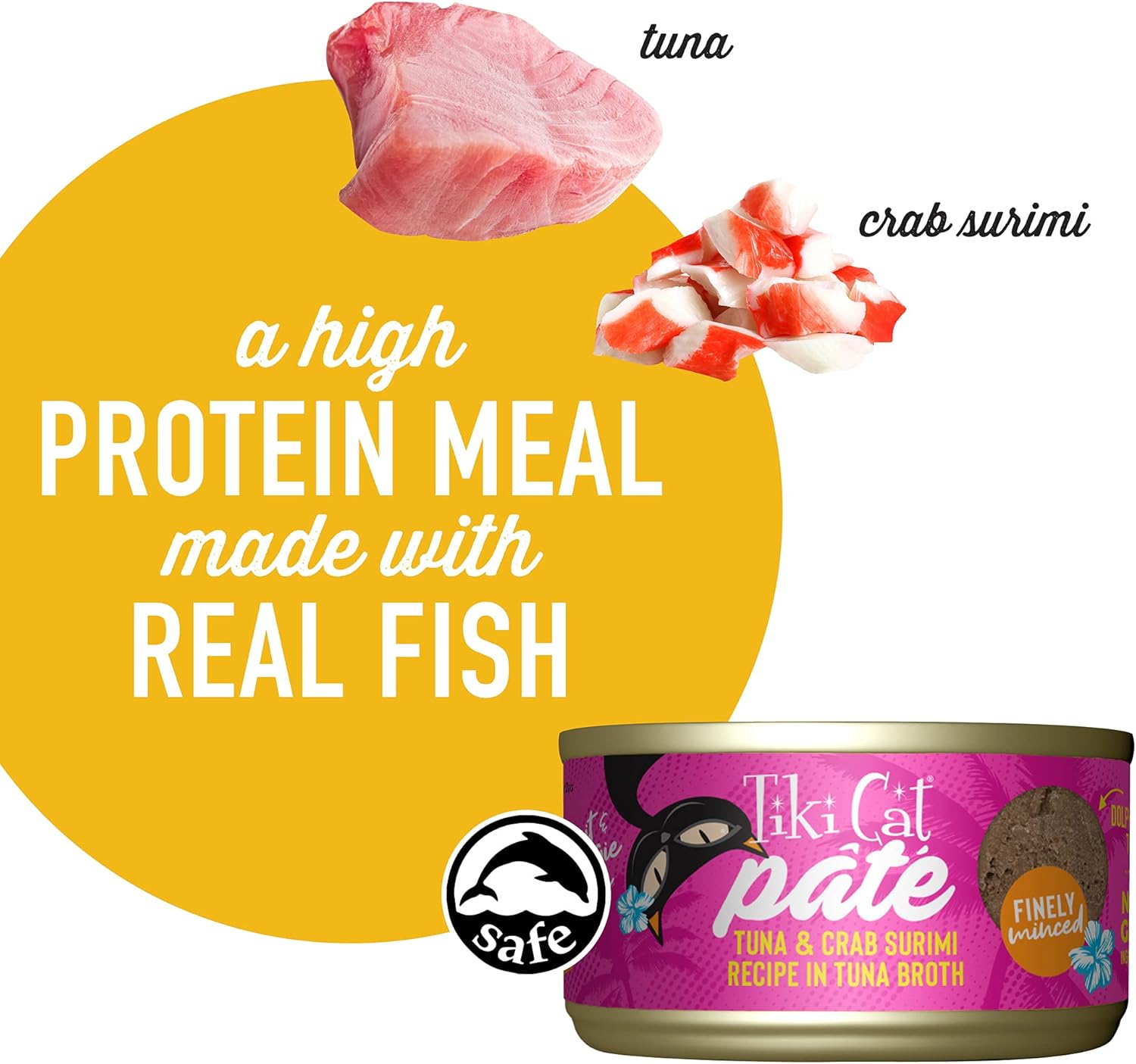 Tiki Cat Grill Pate, Tuna & Crab Surimi, High-Protein and 100% Non-GMO Ingredients, Wet Finely Minced Cat Food for All Life Stages, 2.8 oz. Cans (Pack of 12)
