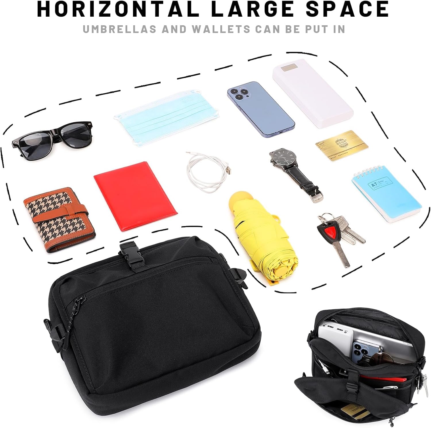 Lohol Small Messenger Bag for Men Women, Adjustable Crossbody Sling bag Purse for Daily Use Travel Sports | Adjustable, for Daily Use, Travel, Sports - Image 7