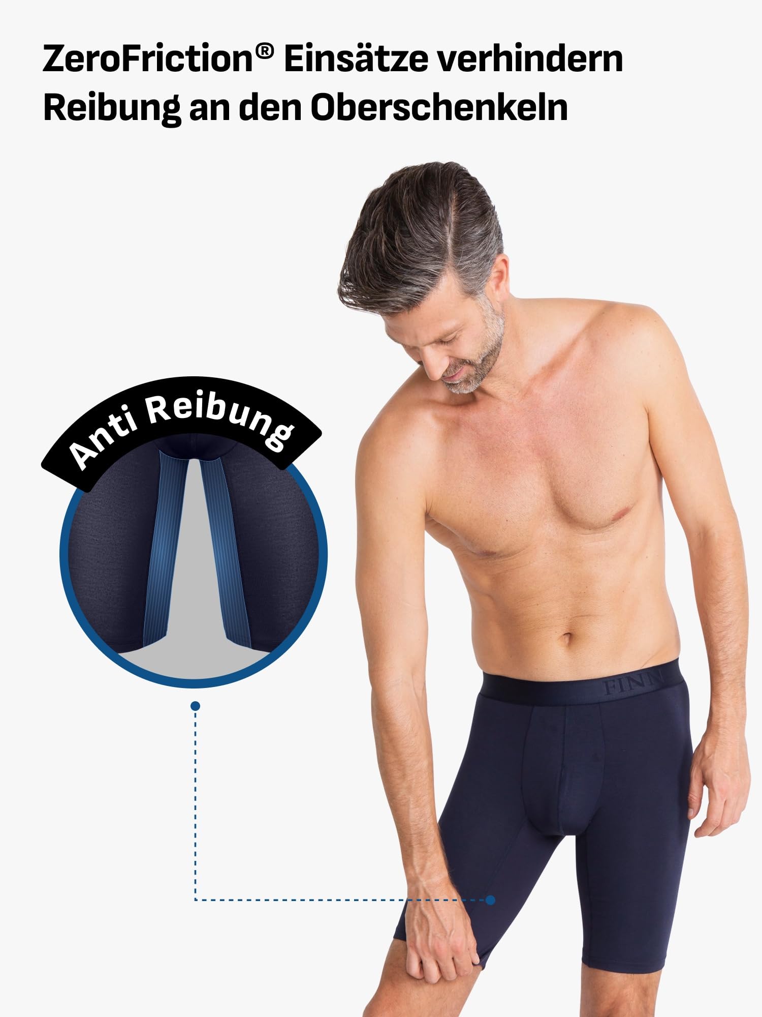 FINN Anti-Reibung Boxershorts Herren mit langem Bein (3er Pack)