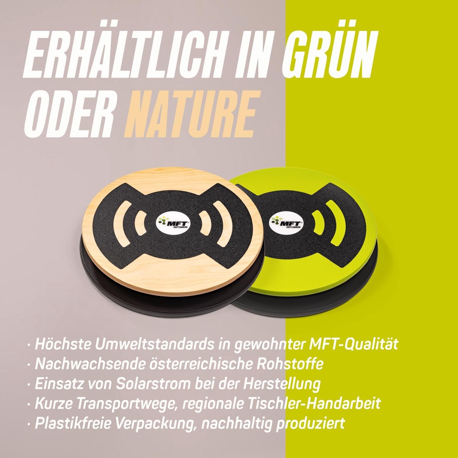 MFT Challenge Disc Classic Balance Board (made in Austria) stabil aus Holz mit rutschfestem Belag, Gleichgewichtstrainer zur Stärkung der Muskulatur, Koordination, Training, Prävention für jedes Alter