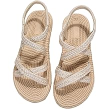 Women's Casual Cross Woven Sandals Vacation Summer Beach Flat Sandals Shoes