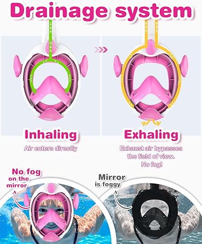Miniatura 4 de Kkdi Kids Snorkel Mask, Full Face Snorkel Mask for Kids 4-16, Foldable Dry Top Snorkeling Gear Snorkel Set for Swimming Pool Toys, Anti-LeakAnti-Fog