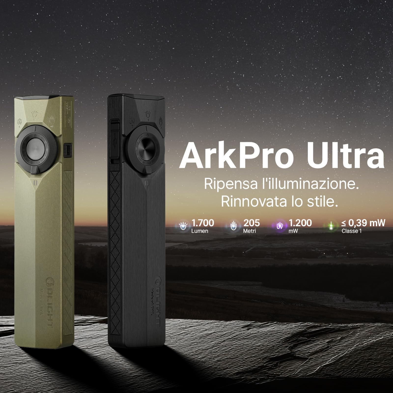 OLIGHT ArkPro Ultra torcia EDC piatta ricaricabile, per uso lavorativo | 1700 lumen, portata di 205, impermeabilità IPX7, ideale per il campeggio in mezzo alla natura, fissaggio magnetico
