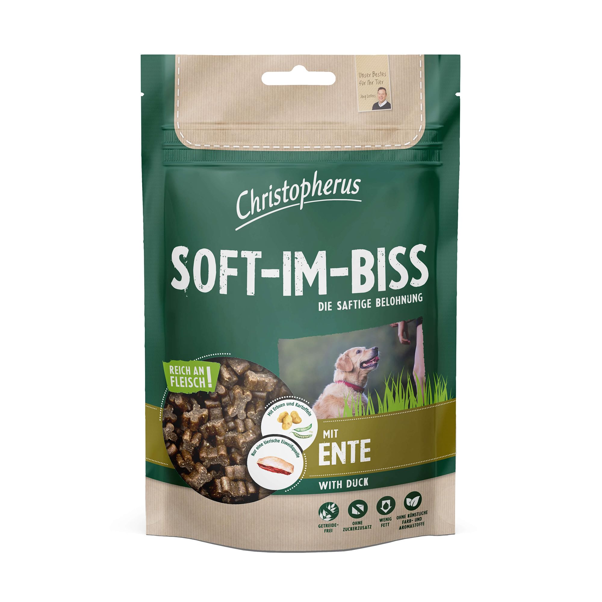Christopherus Snacks Soft-Im-Biss mit Ente, Leckerli für Hunde, 125 g