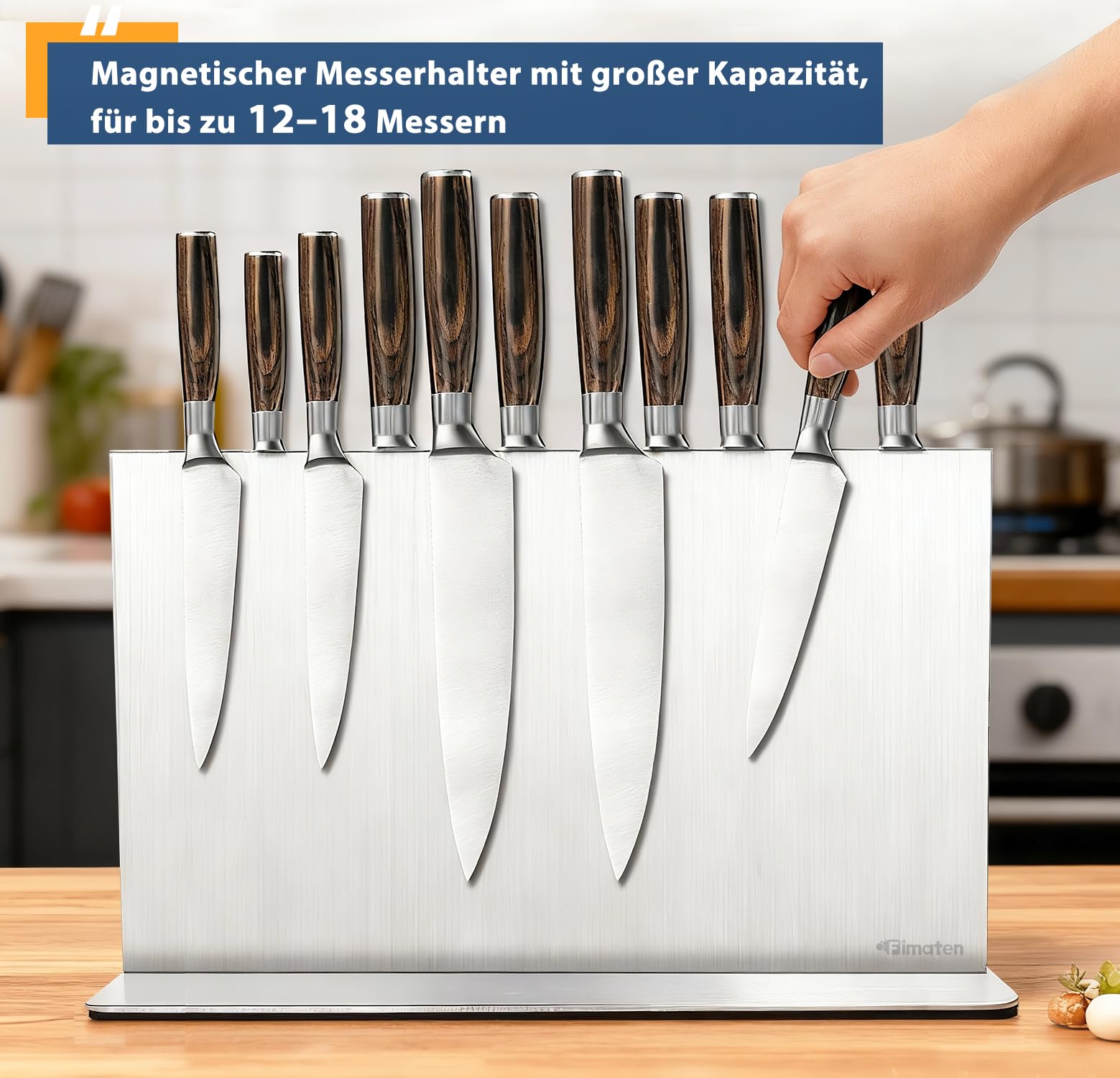 Magnetyczny blok na noże, bez noża, magnetyczny blok na noże ze stali nierdzewnej, dwustronny magnetyczny uchwyt na noże, niewyposażony, uniwersalny magnetyczny blok na noże kuchenne, 40 x