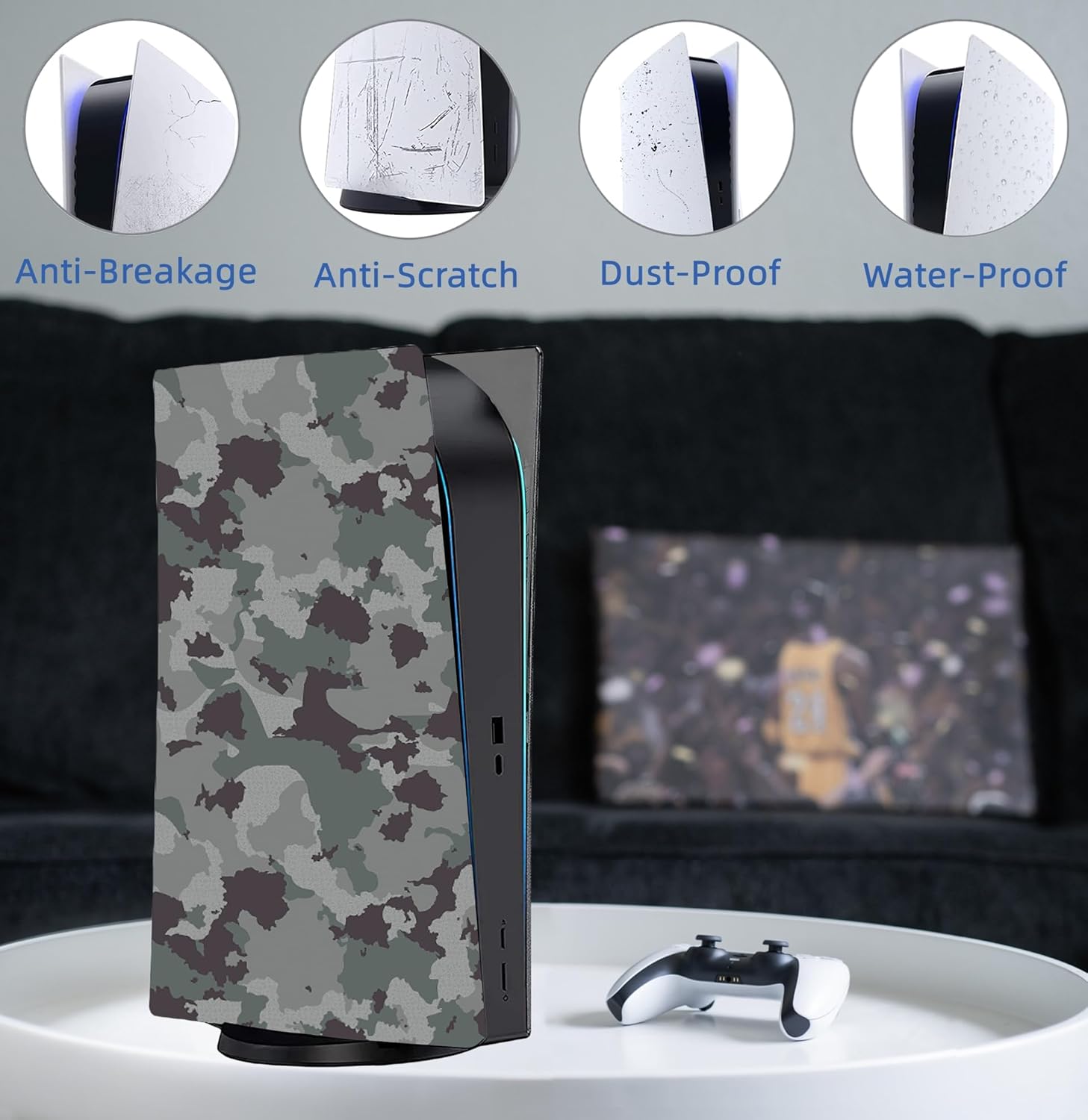 Digital Edition Face Plates Cover Skins Shell Panels for PS5 Console, Accessories for PlayStation 5 Protective Shell Replacement Faceplate (Camouflage)