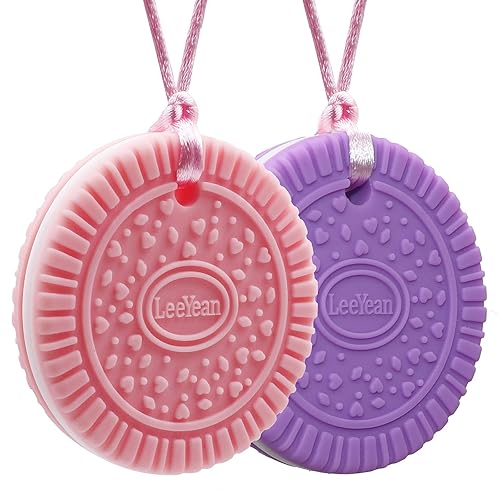 Miniatura 9 de Collares masticables para niños sensoriales, paquete de 2 collares masticables de silicona, juguetes sensoriales para niños y niñas con masticación