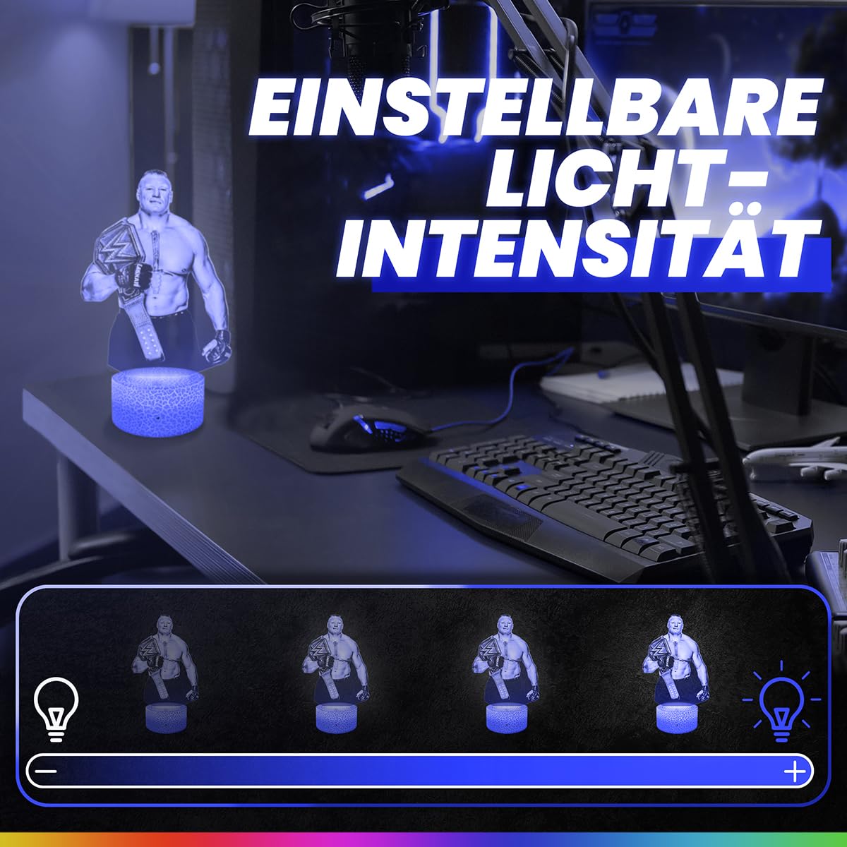 Lampephoto.fr - Brock Lesnar Catch MMA 3D Lampe, Touch Nachtlicht, Deko Wrestling Freie Kampfkünste, Geschenkidee Mann objekt Brock Lesnar Catch MMA Nachtlicht Erwachsene deko Zimmer, 3D Led Illusion
