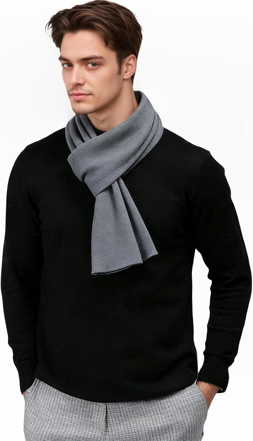 100% Wool Plaid Scarf for Men and Women, Winter Warm Long Scarves for Cold Weather