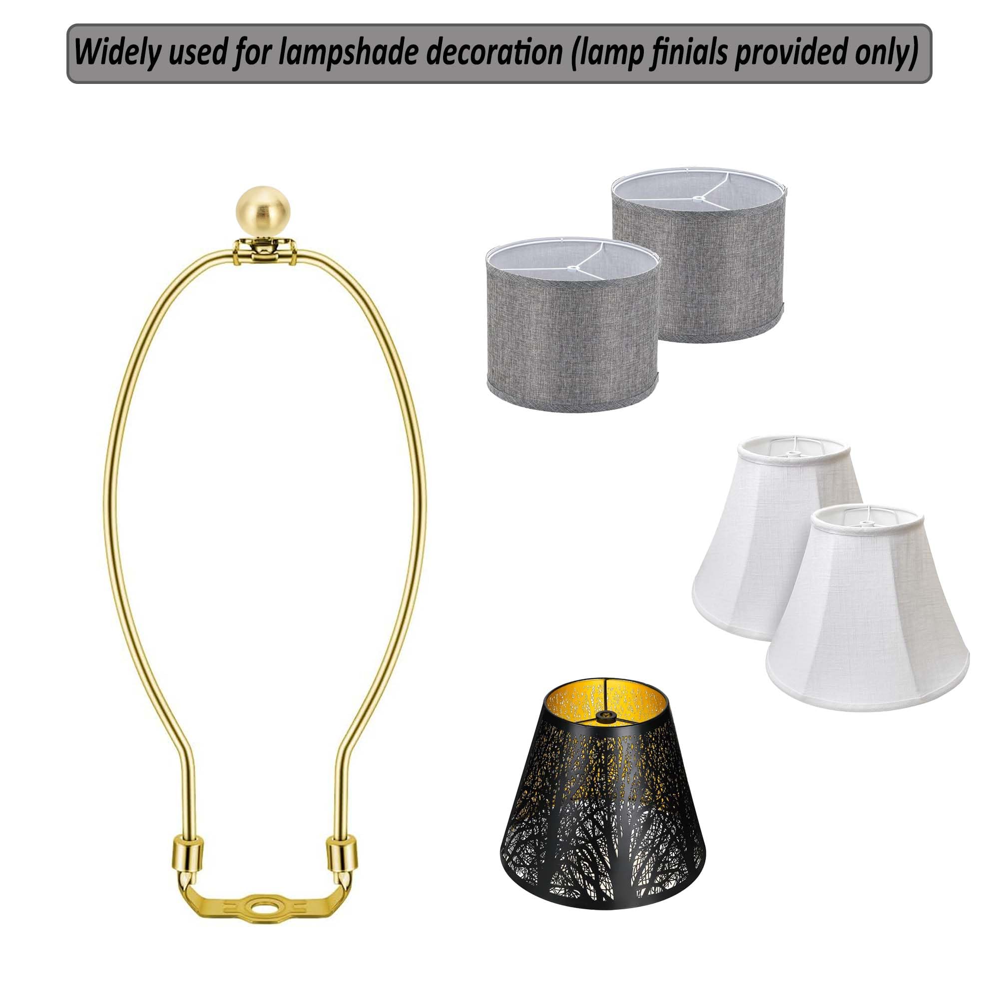 Paquete de 2 tapas de metal para lámpara de bola de 0.866 pulgadas, tuercas decorativas de estilo clásico, rosca IP de 1/4-27 y 1/8 para soporte de pantalla de lámpara, arpa (dorado) 6