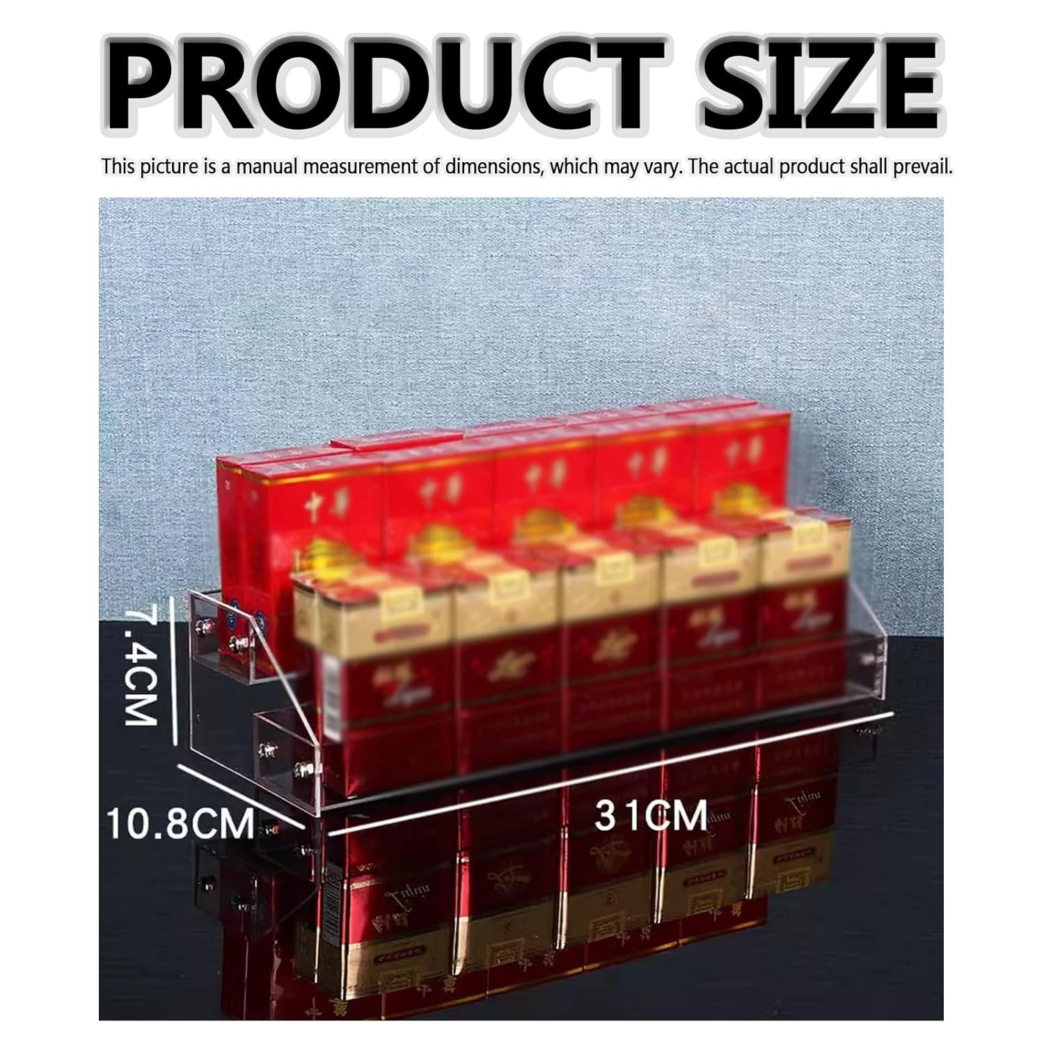 Retail Acrylic Cabinet Storage rack, Transparent Desktop Cigarette Display Case, Cigarette Case Holder, Supermarkets Cigarettes Display Rack, Beverages, snacks, candies, etc. can be placed.(Size:2 lay
