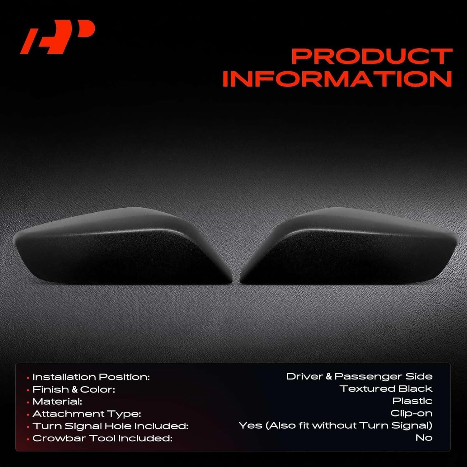 A-Premium 2 PCS Driver and Passenger Side Rearview Mirror Covers Caps - Compatible with Chevy Chevrolet Malibu 2016 2017 2018 2019 2020 2021 2022 2023 2024 2025 - Textured Black