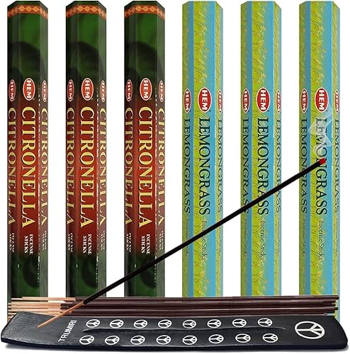 Citronella & Lemongrass Incense Sticks & Holder Bundle Variety Pack from Hem Trumiri Insense Insence