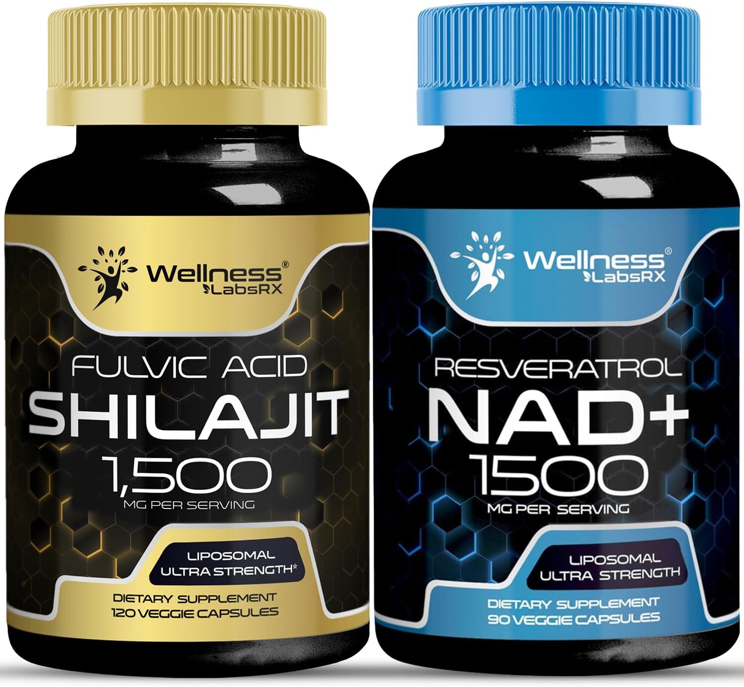 NAD Supplement, 1500mg - Liposomal NAD+ Supplement with Resveratrol, NAD Plus Boosting Supplement with Shilajit Pure Himalayan Organic Capsules with Naturally Occuring Fulvic Acid | Bundle