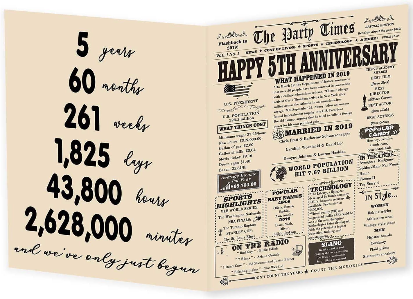 25th Wedding Anniversary Card - Funny & Elegant, With Envelope & Sticker, 8" X 5.3" Folded