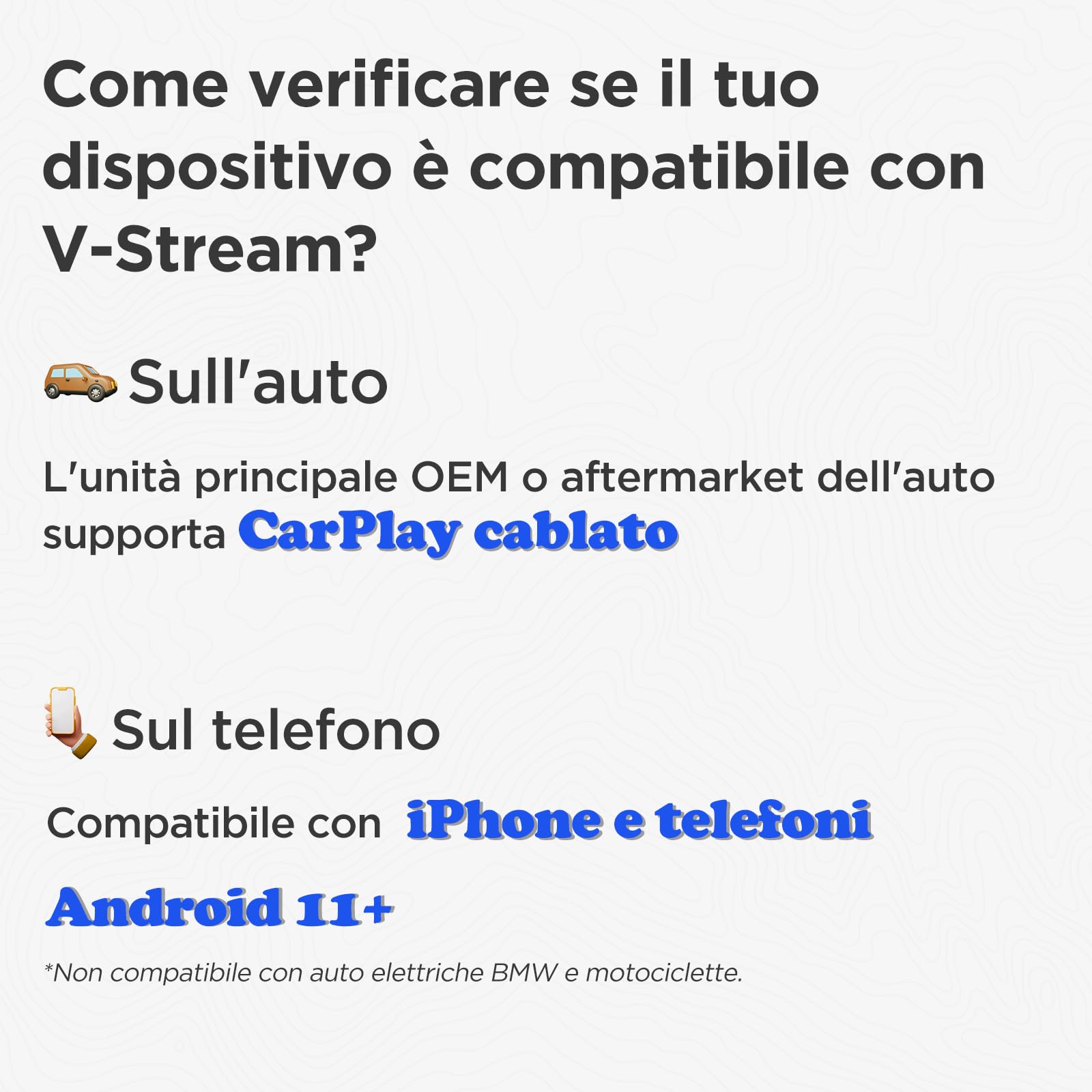 MSXTTLY Mini Adattatore Wireless CarPlay Android Auto 3 in 1, supporta Netflix, YouTube, TikTok e Prime Video, per auto con CarPlay cablato 2017+