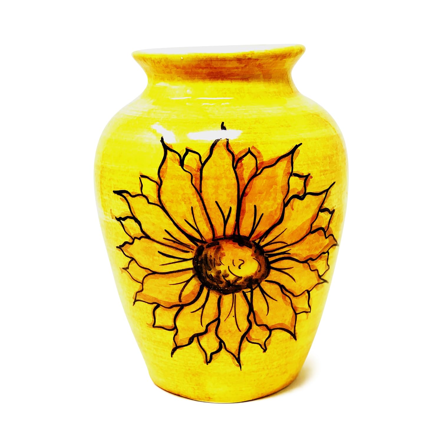 Verano Spanish Ceramics Sunflower Hand Painted Ceramic Yellow Kitchen Dining Large Vase (H) 28Cm from B&Q