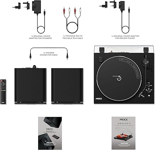 Miniatura 3 de Mixx Paquete de reproductor de discos de vinilo de alta fidelidad con sistema analógico 5  Altavoces inalámbricos RMS de 50 W  Tocadiscos Bluetooth