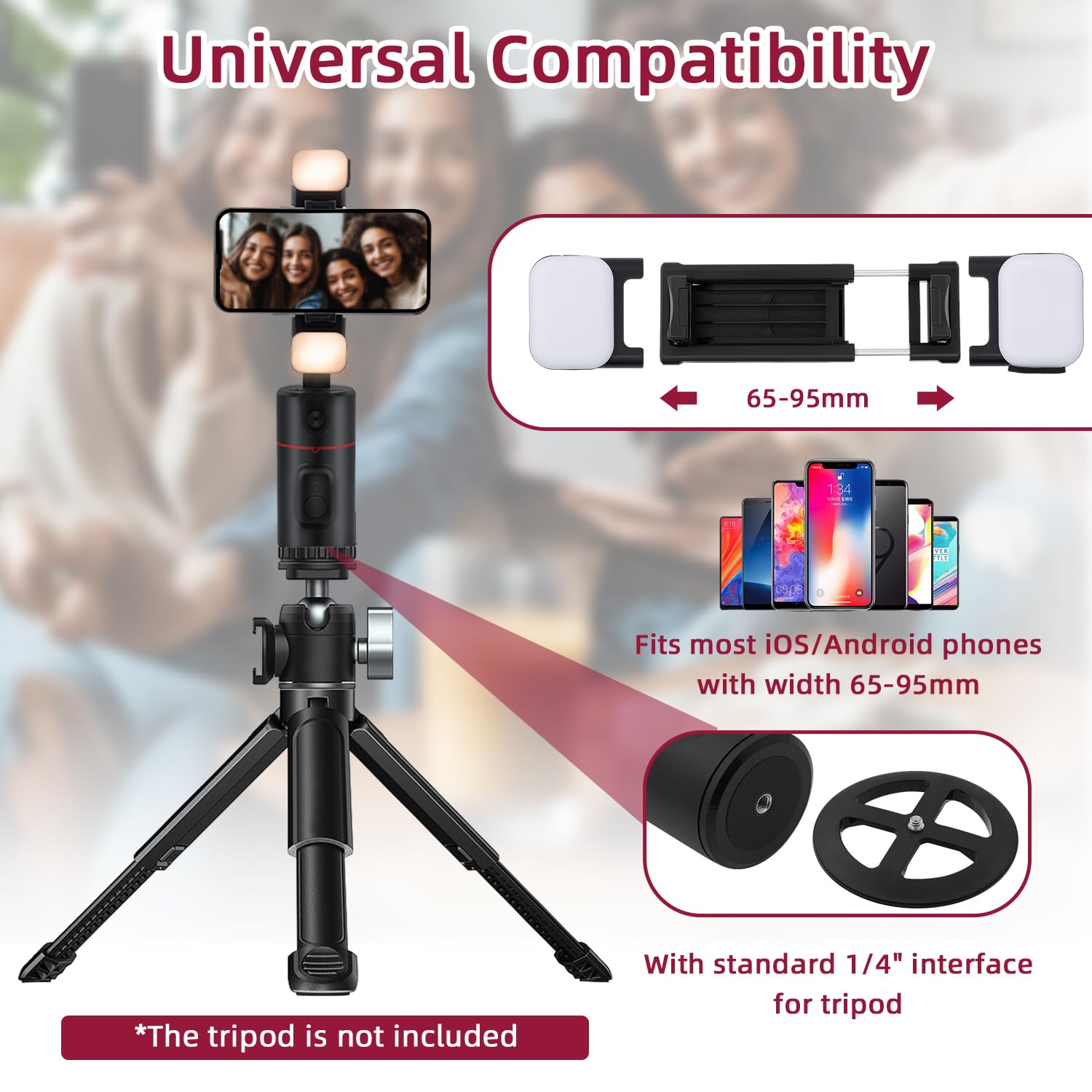 Mcbazel Trépied de Téléphone à Suivi Automatique du Visage avec 2 Lampes à Selfie, Support de Perche Selfie Rotatif Intelligent à 360 °,Support Contrôle Distance/Gestuel/Stabilisateur de Cardan Noir