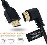Poyiccot 8K HDMI 2.1 Cable 6ft /1.8m, 90 Degree Left Angle HDMI Male to Male Cord, Ultra High Speed 8K@60Hz Resolution &48Gbps Bandwith Compatible for 3D HDRTV/Xbox /PS4 /PS5(M/M Left)