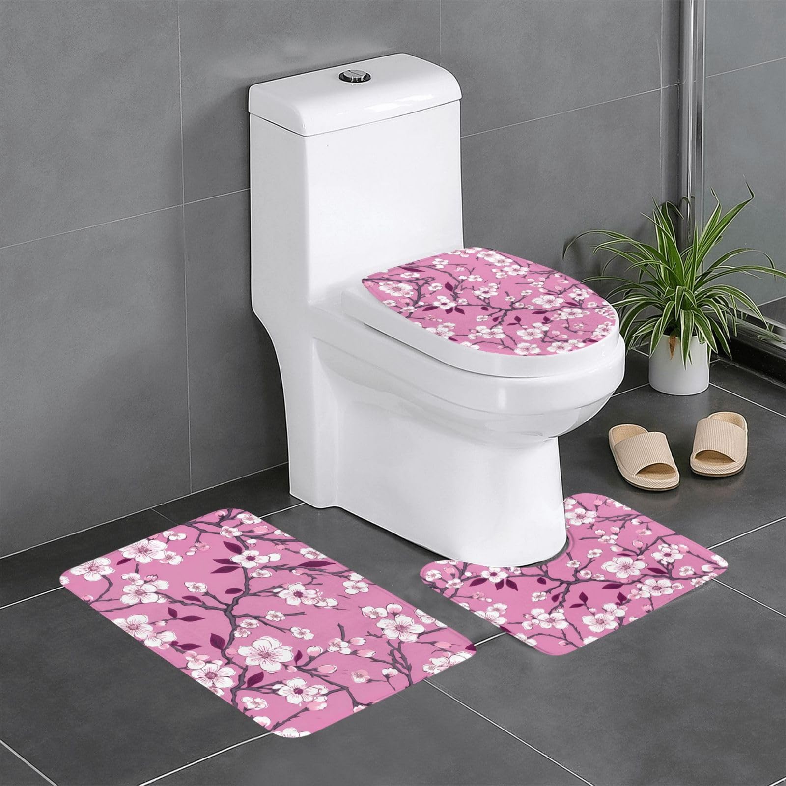 Tapis de salle de bain imprimé floral japonais pour une ambiance spa à la maison