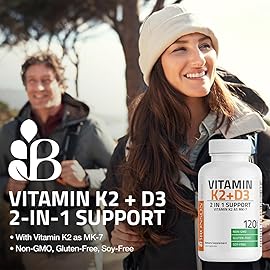 Bronson Vitamin K2 (MK7) with D3 Supplement Non-GMO Formula 5000 IU Vitamin D3 & 90 mcg K2 MK-7 Easy to Swallow D & K Complex, 360 Capsules
