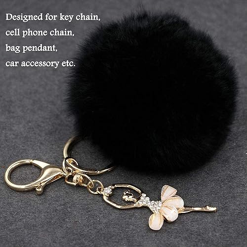 Miniatura 4 de ZYNQACC Juego de 4 fundas esponjosas para volante con funda para freno de mano, funda para palanca de cambios y llavero de felpa de lana sintética