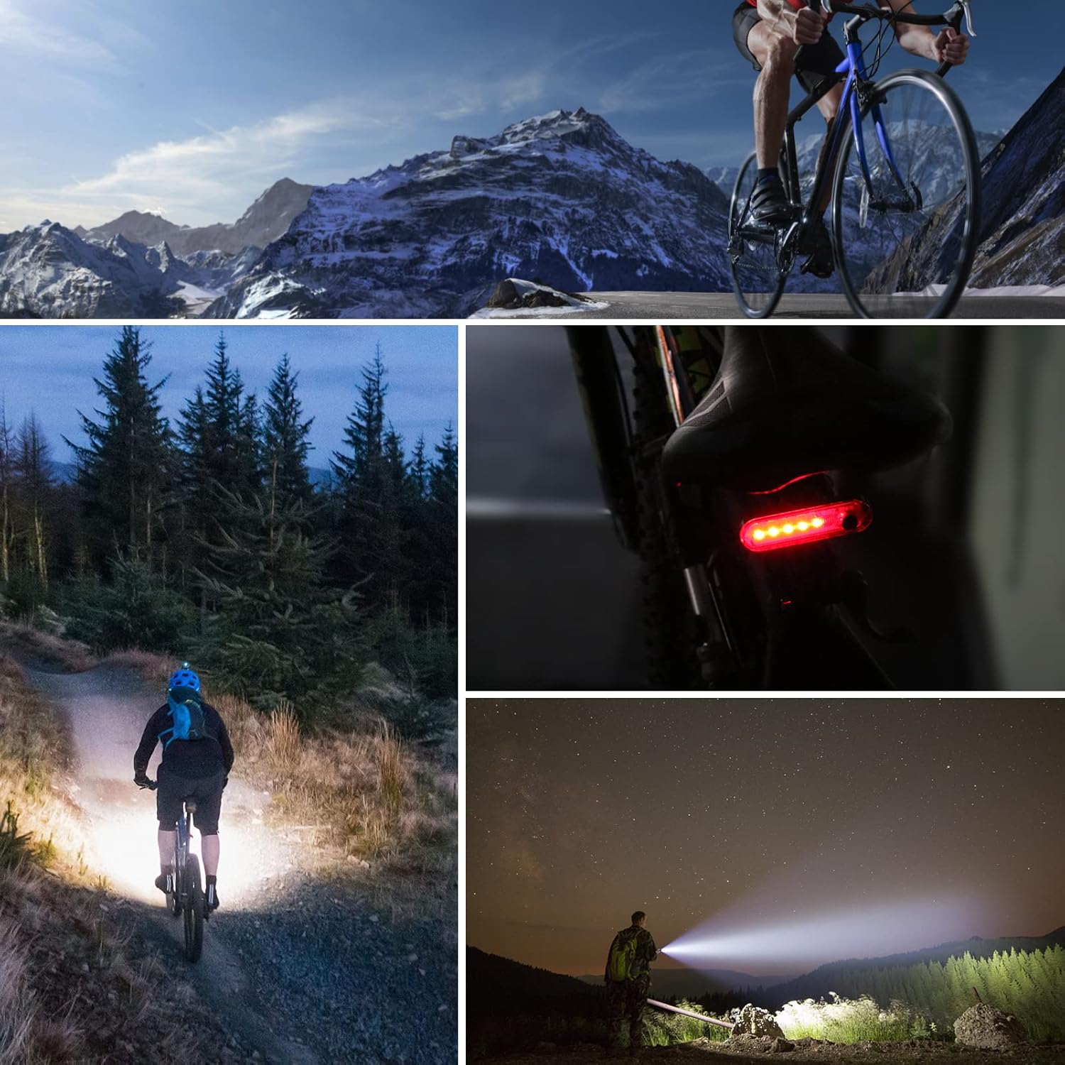 Bike Lights, USB Rechargeable Bike Light Set, Bicycle Headlight and Taillight, IPX5 Waterproof Bike Front and Rear Lights for Night Riding Safety,6+4 Light Modes, LED Aluminum Bike Front Light : Sports & Outdoors