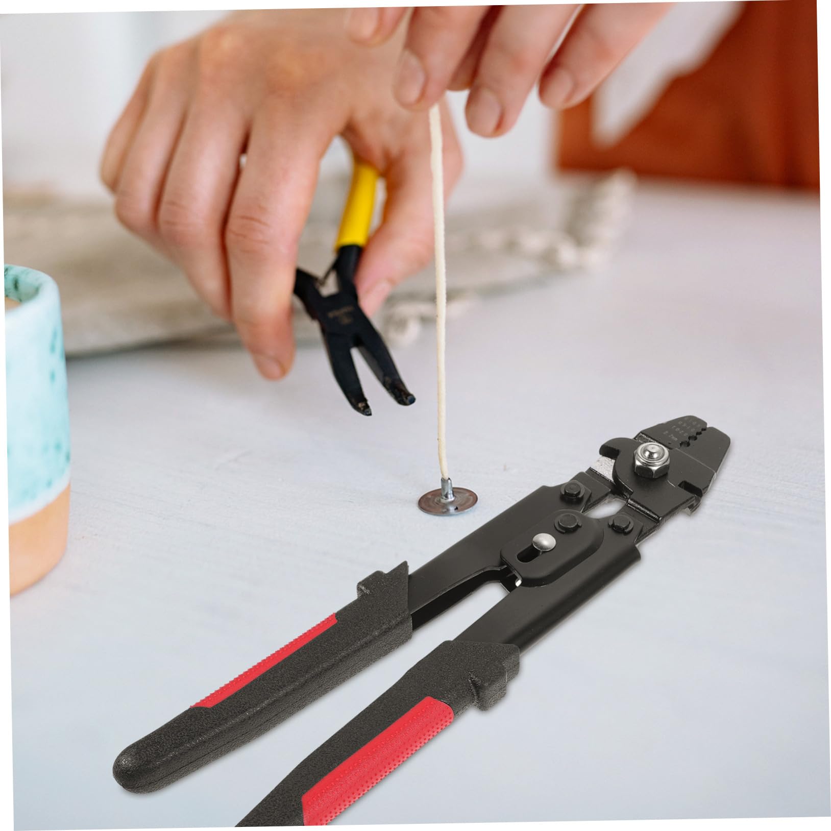 Pinza Crimpatrice Cavi in Acciaio Inox con Morsetti Doppi in Alluminio Manico Antiscivolo e Meccanismo Autobloccante per Crimpare Funi Metalliche e Catene da Pesca Professionale