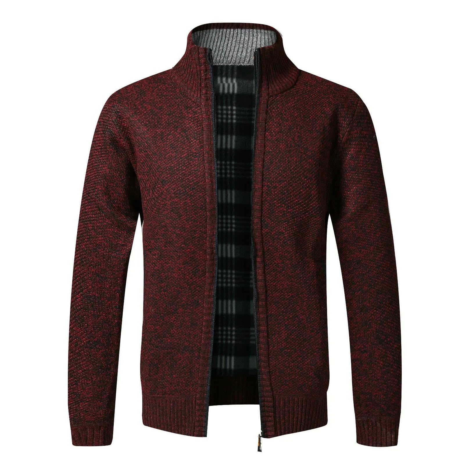 Męski sweter ciepły jesienny zimowy sweter z dzianiny Kurtki z zamkiem na całej długości płaszcz z dzianiny Slim Fit Jersey-kardigan01 beżowy azjatycki rozmiar M