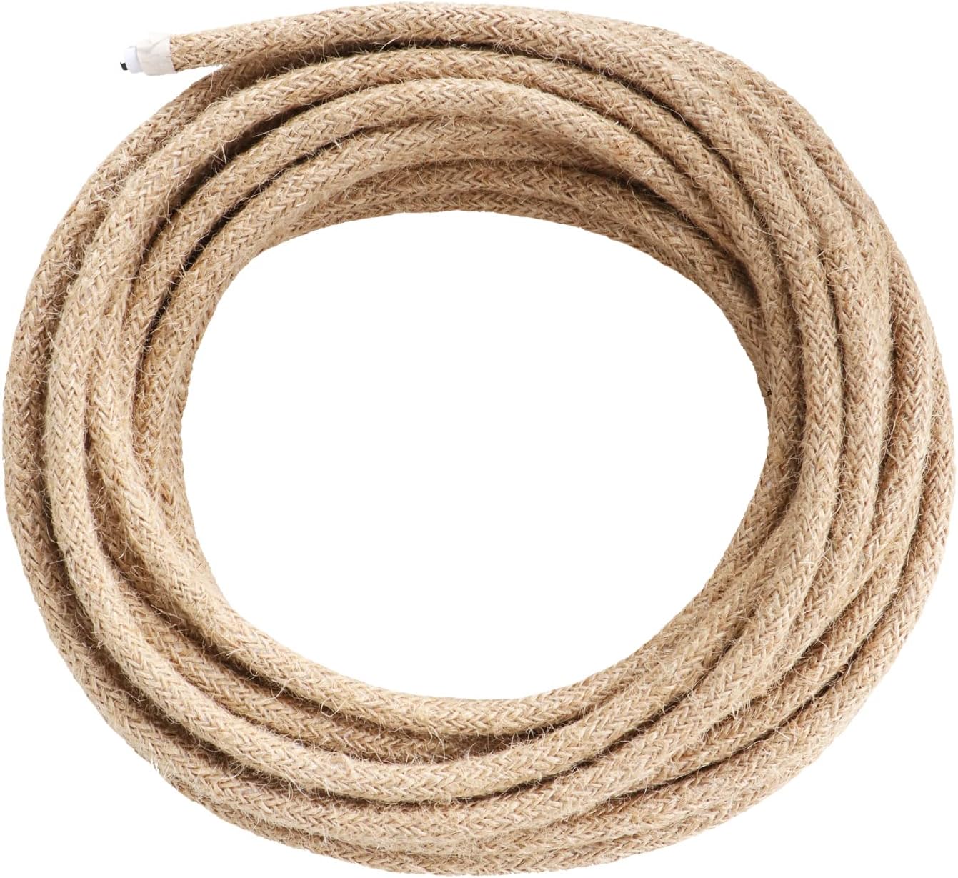 Helunsi 32.8ft Cloth Covered Lamp Cord, 18 AWG 2 Conductor Hemp Rope Vintage Electrical Cord Braided Electrical Wire, 18 Gauge Round Rayon Fabric Wire for DIY Antique Industrial Lighting Project